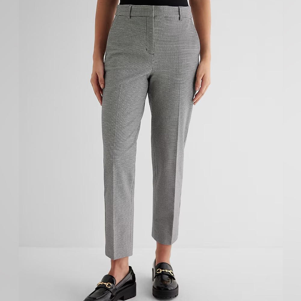 Express Editor High Waisted Houndstooth Straight Ankle Pants Size 12